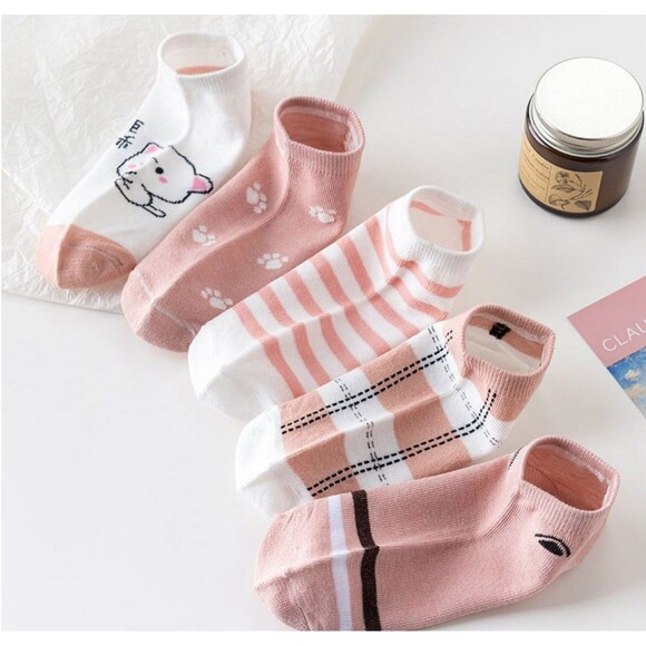 5 Pairs Women's Cute Ankle Socks - Picture 5 of 7